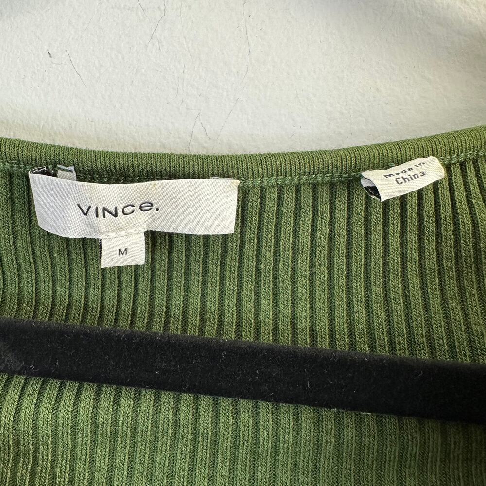 Vince  Ribbed Twist Dress In Dark Herb Green - Picture 5 of 12